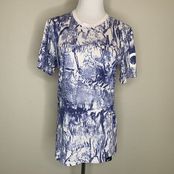 Nike T Shirt Sz Small Dri Fit Blue White Abstract KD - Picture 1 of 9